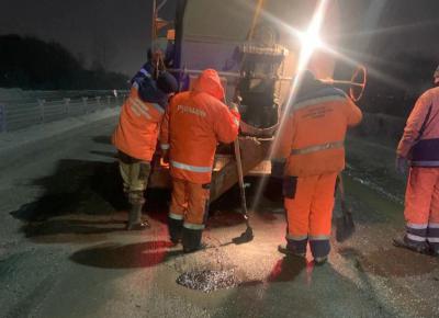 Ночью в Рязани залатали асфальт на Северной окружной дороге и улице 9-я Линия